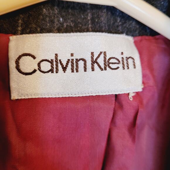 Vintage Calvin Klein womens wool tailored black pinstripe blazer jacket size 4 - Picture 3 of 8